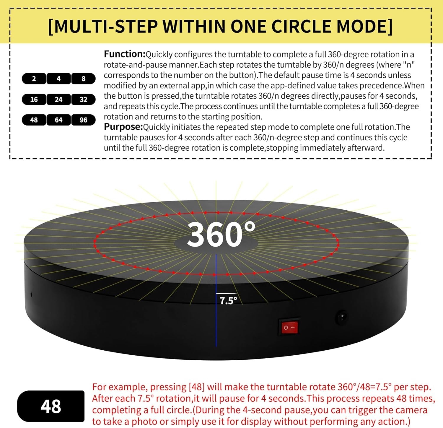 Heavy Duty 12.6″ Motorized Turntable 300lbs Load Remote Control 360° Photography