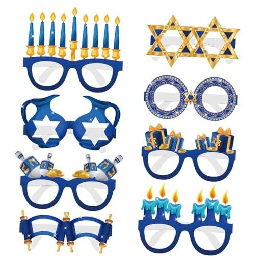 24 Pcs Hanukkah Photo Booth Props Chanukah Paper Eyeglasses Hanukkah Party
