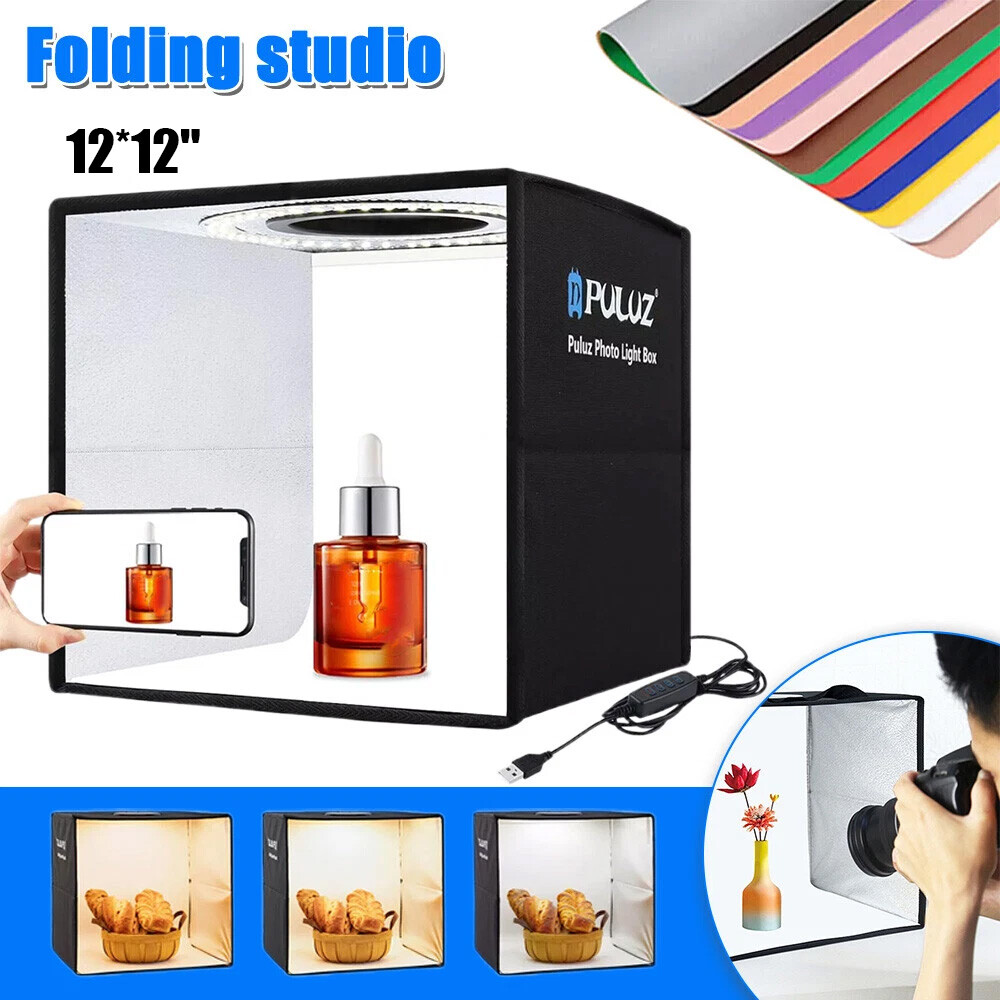 PULUZ 12″ Large LED Light Box Photo Tent Dimmable Photography Studio Shooting US