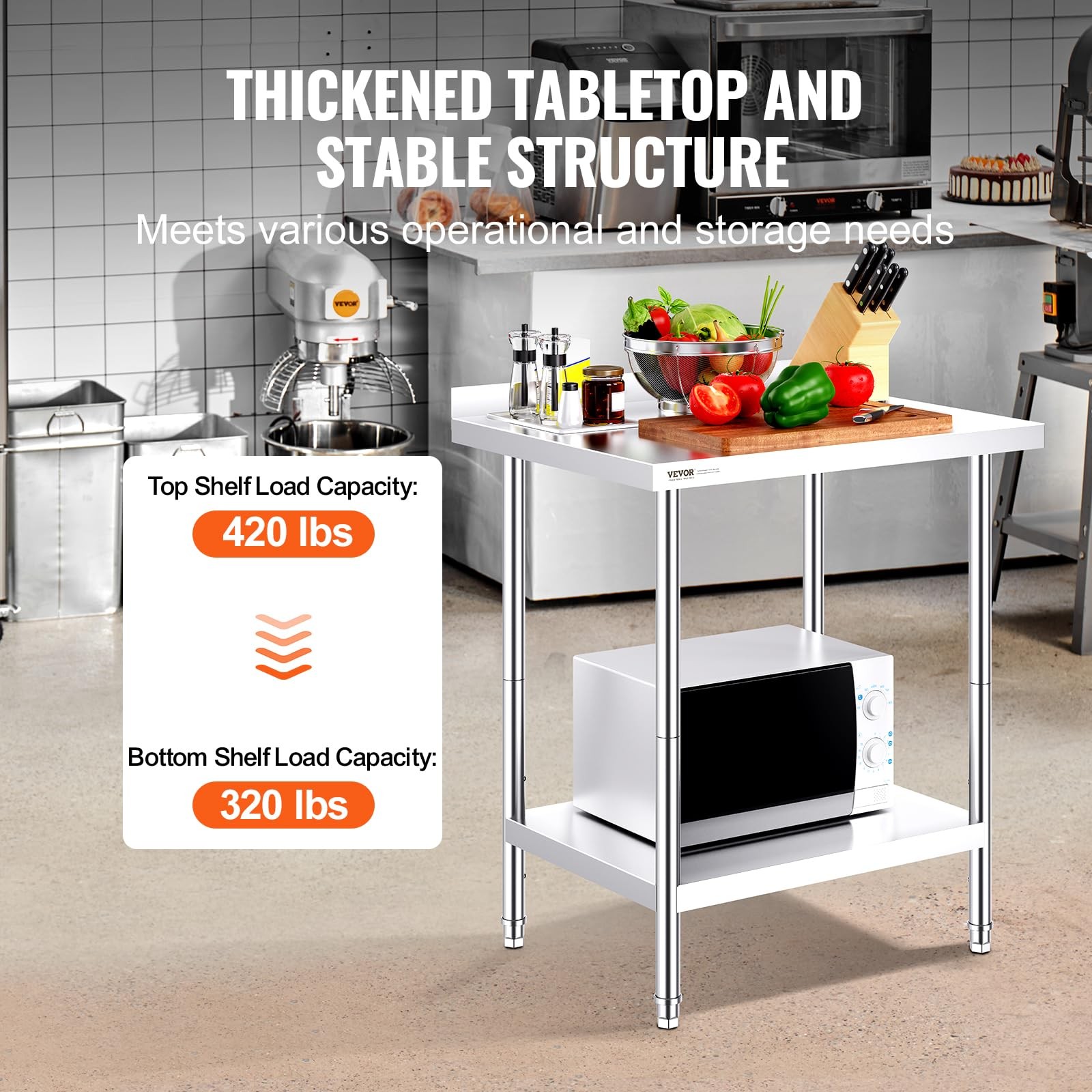 Vevor 24 X 30 X 36 Inch Stainless Steel Work Table Commercial Food Prep