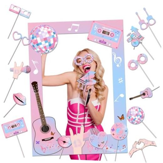 Birthday Photo Booth Props,18pcs Theme Party Decoration Music in My Era Photo