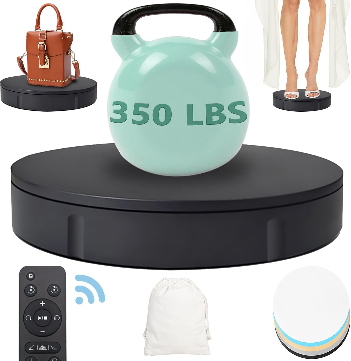Professional 360° Remote Control Rotating Turntable – Quiet & Smooth Operation