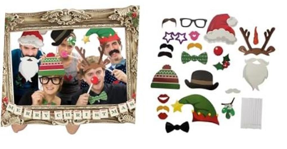 Festive Holiday Christmas Photo Booth Props with Card Frame Holiday Party