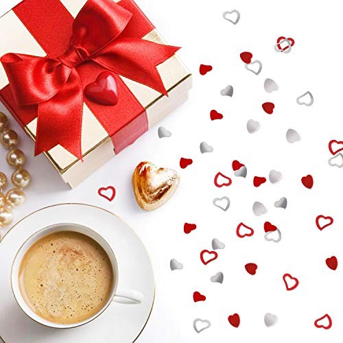 2000PCS/15MM Metallic Foil Red Silver Heart Confetti Glitter Heart Sequin for