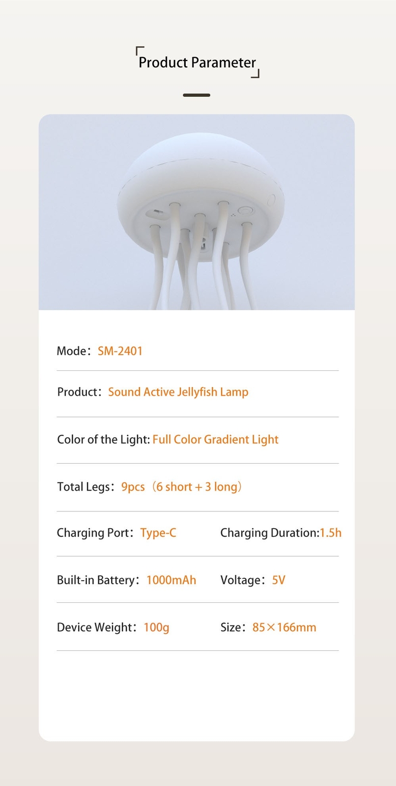 Colorful Voice Controlled For Jellyfish Decor Light Easily Rechargeable Design