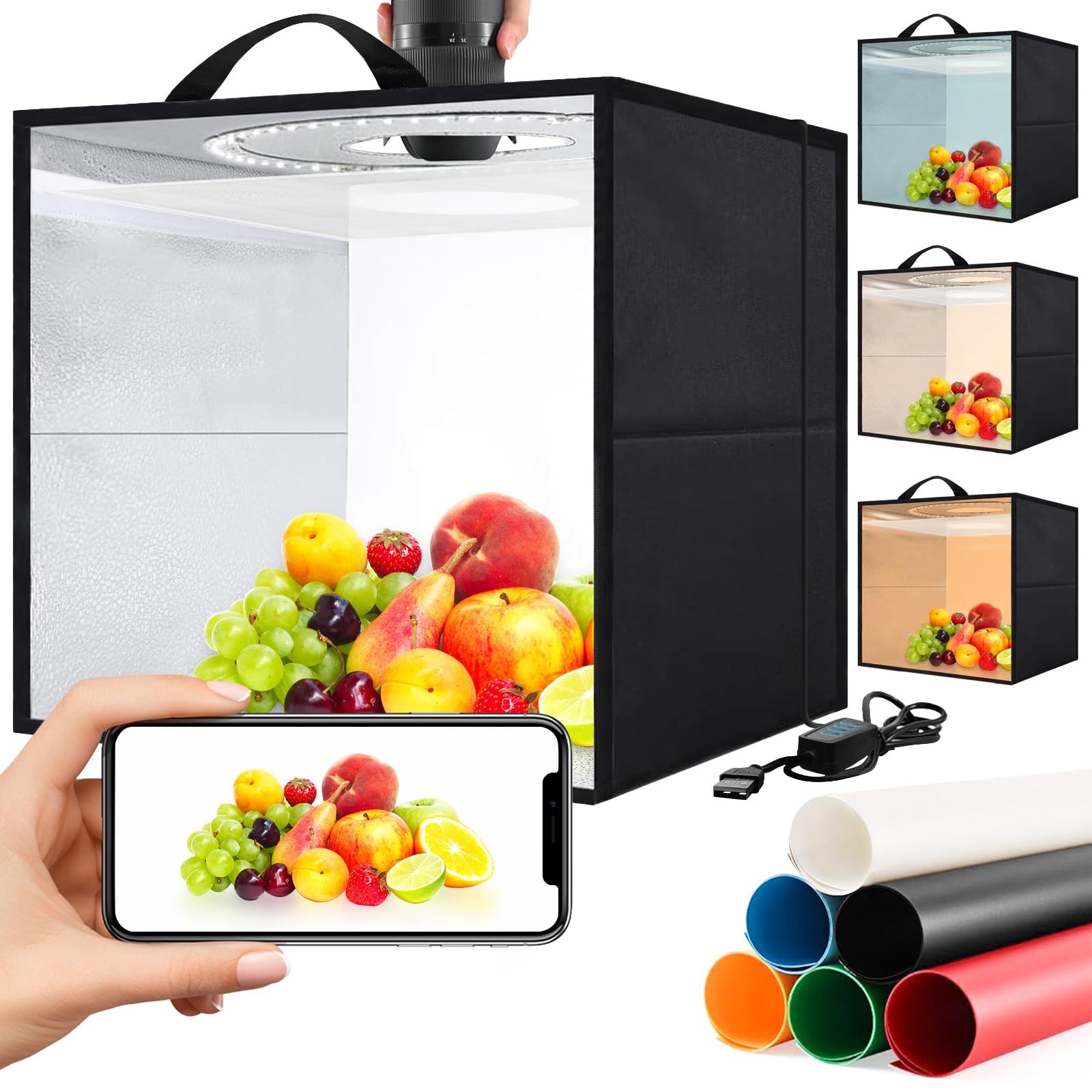 Heimekite Light Box,Light Box Photography,16″x16″Photo Box,Photo 16in X