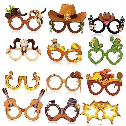 Pcs Western Party Favors Paper Glasses, Cowboy Photo Booth Props for 36