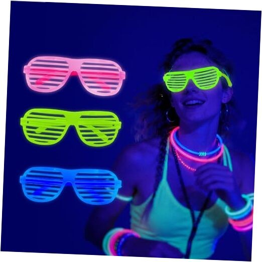 12Pcs Glow in The Dark Glasses,Neon Fluorescent Blacklight Eyeglasses Party
