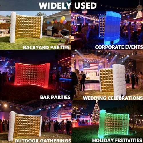 Inflatable Photo Booth Wall (Gold, Gold wall(lights on the top and bottom)