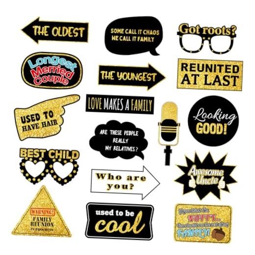 Hilarious 17Pcs Family Reunion Photo Booth Props Funny Family Gathering Party