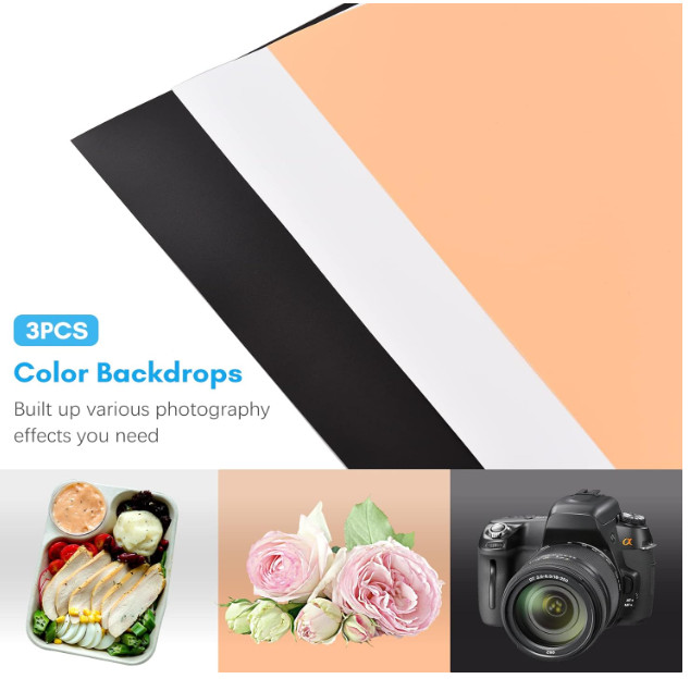 Portable Photo Studio 80cm*80cm, Shooting Tent Photography Light, 3 background