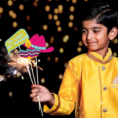 30 Pieces Happy Diwali Party Photo Booth Props Kit Festival of Lights Prop for