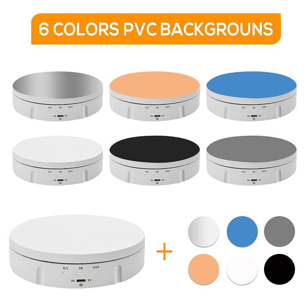 Motorized Rotating Photography Turntable Stand – 90/180/360° with 6 PVC Backgrou