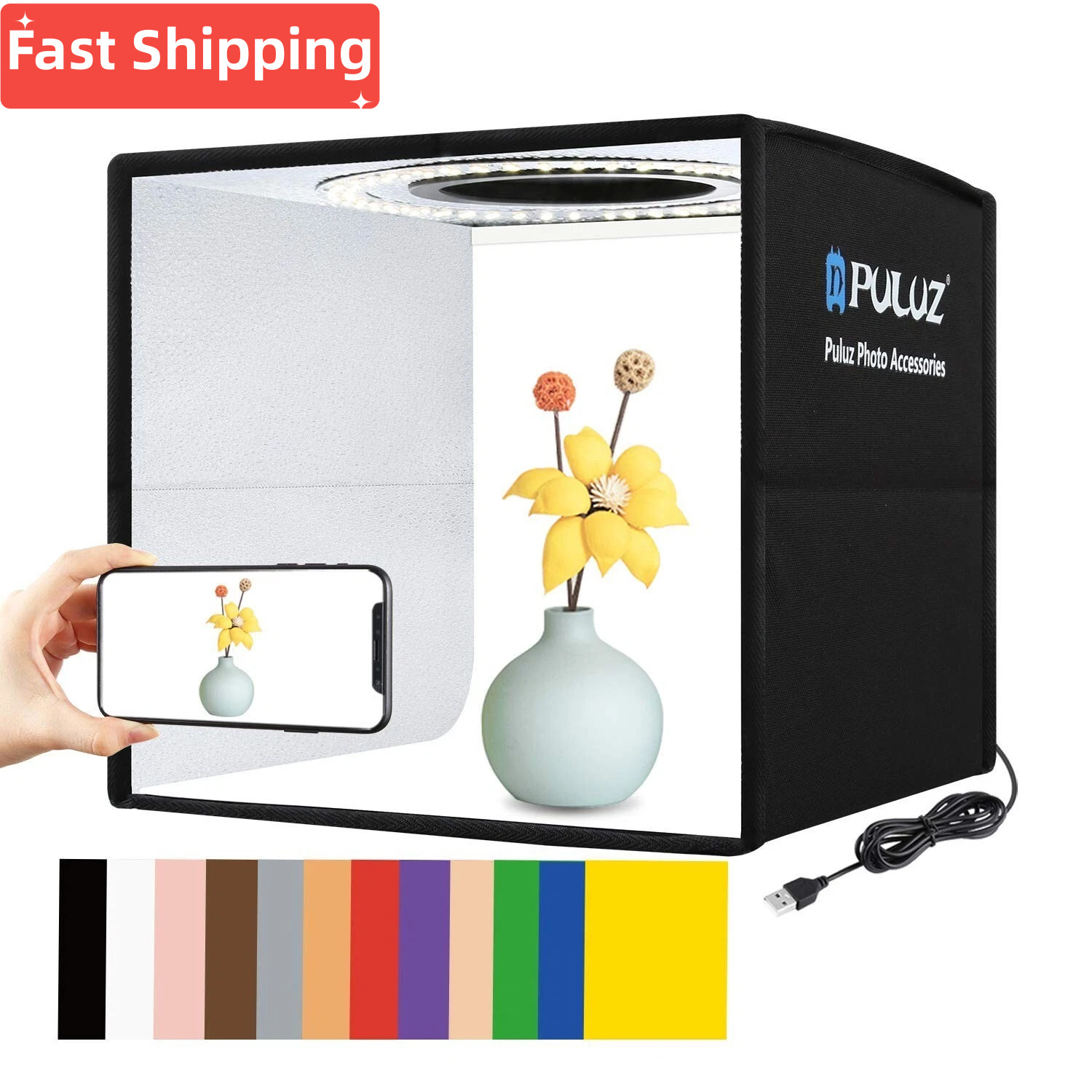 Portable LED Photo Light Box Tent Cube Room Studio 96 LED Photography Backdrop