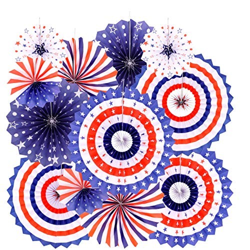 Independence Day Party Hanging Paper Fans Decorations Paperfan12m-americantheme