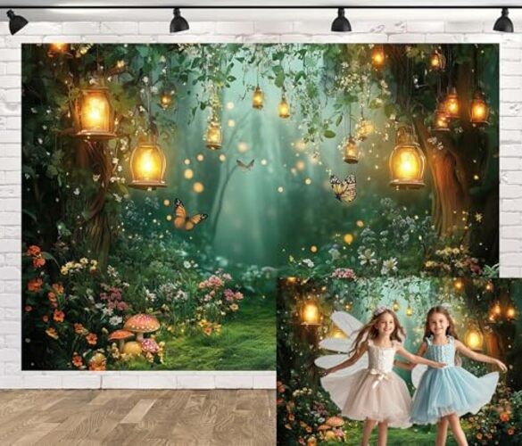 Spring Enchanted Forest Backdrop, Fairy Tale Wonderland Garden 7X5FT Green