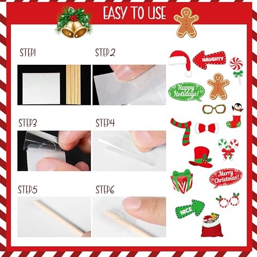 Party Decorations Set with Photo Booth Frame, Merry Banner, 35 Christmas