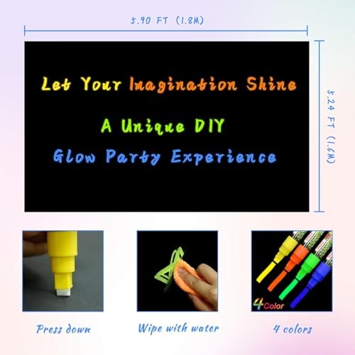 Mega-L Glow in The Dark Party Supplies, Neon DIY Party Decorations 5.2×5.9 feet
