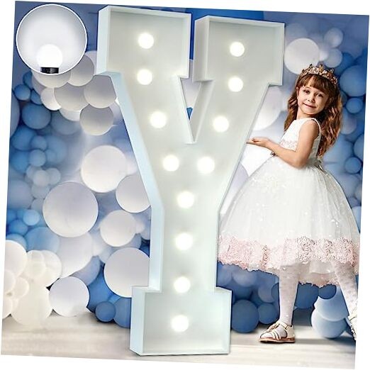 4FT Marquee Letter Lights, Cool White, Giant Letters ‘Y’ Letter Y 4FT White