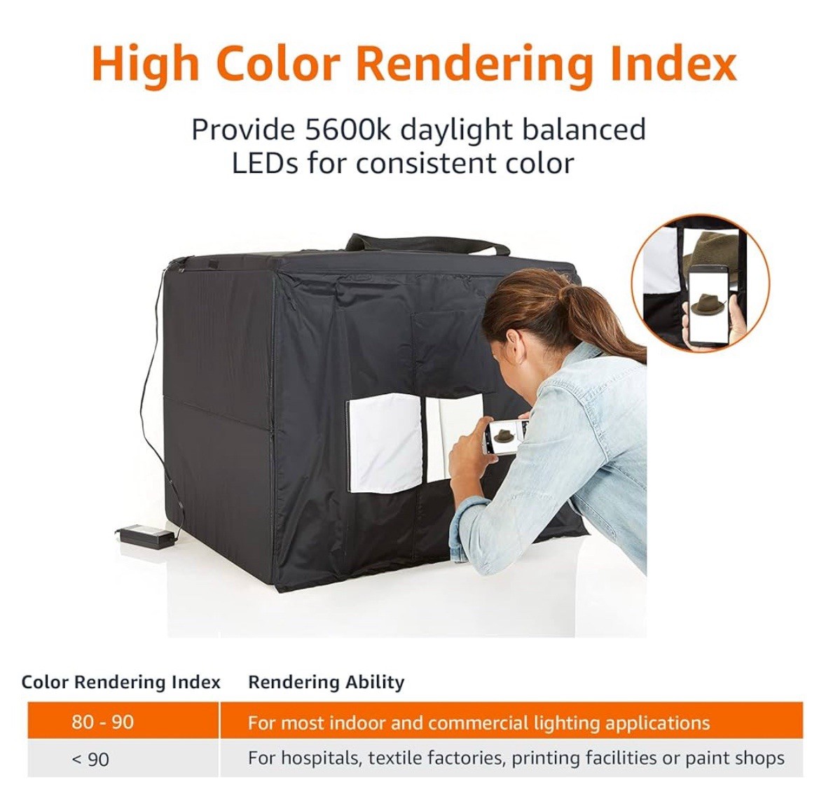 AmazonBasics Portable Foldable Photo Studio Box With Led Light. 25x30x25 Inches