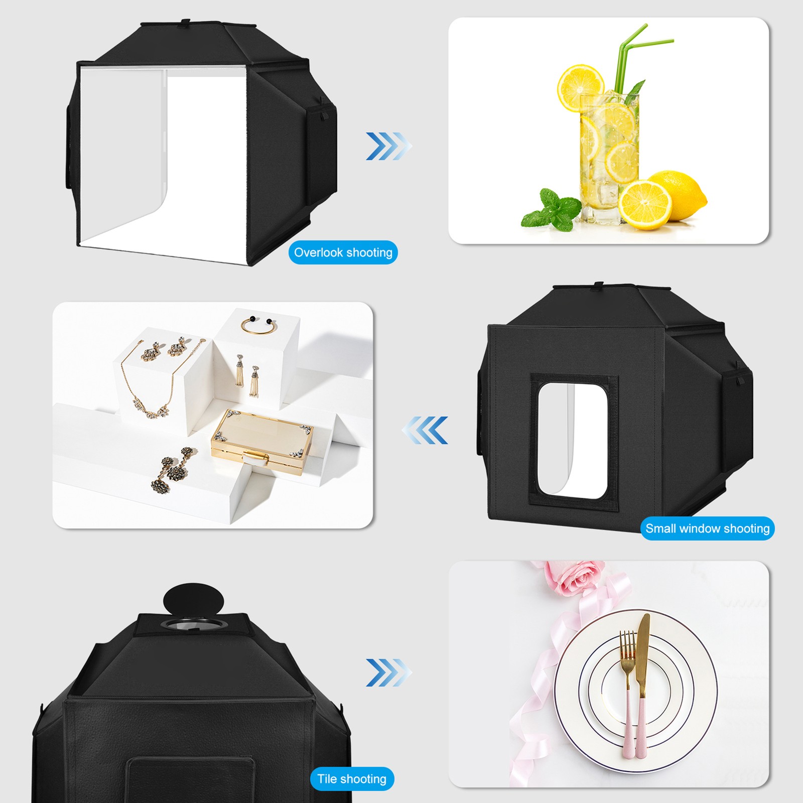 PU5042B 40cm * 40cm Folding LED Light Tent Desktop Photo Studio Light BKPZ