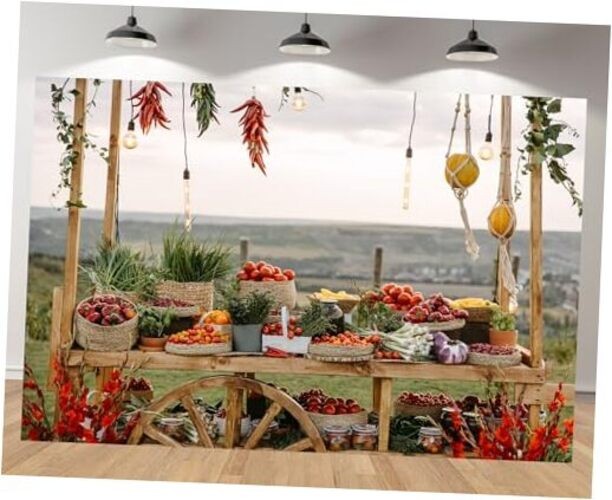 7x5ft Farmers Market Backdrop Fresh Produce Stall Vegetables 7x5FT AA-1978