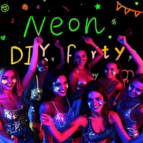 Mega-L Glow in The Dark Party Supplies, Neon DIY Party Decorations 5.2×5.9 feet