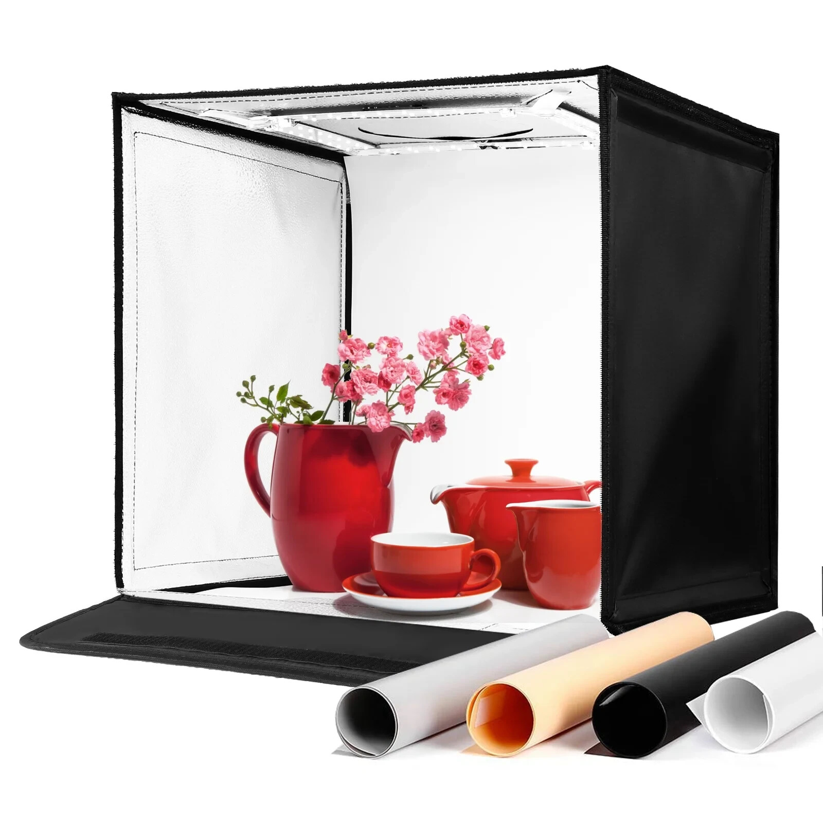 Portable Photo Light Box 16×16″ – LED Light Tent with 4 Backdrops