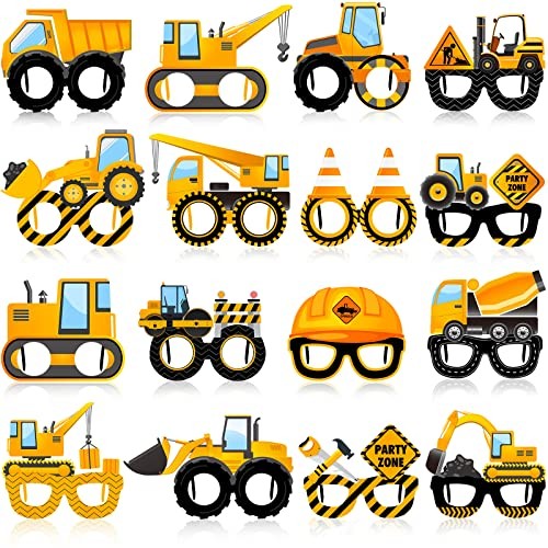 32 Pcs Construction Theme Party Eyeglasses Dump Truck Cardboard Glasses