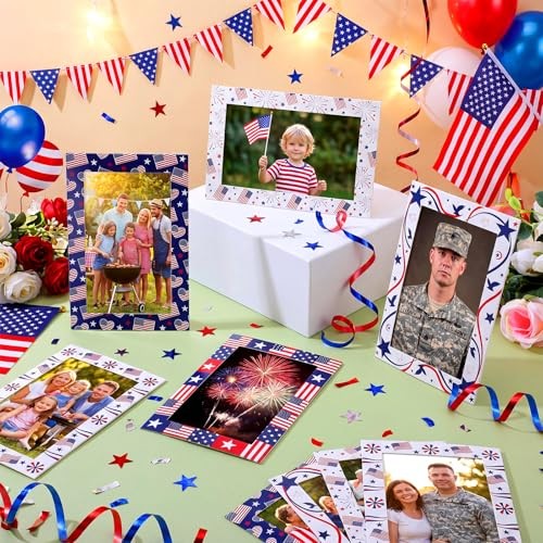 AmazingSpark 50 Pack Patriotic Picture Frames 4×6, Independence Day Photo