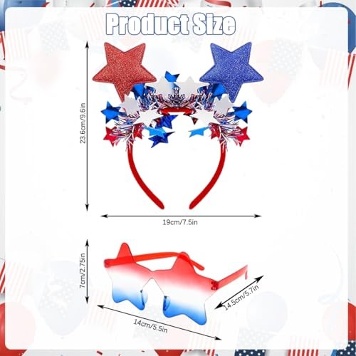 4th of July Patriotic Headband and Star Sunglasses Set Red White 4th of July-1