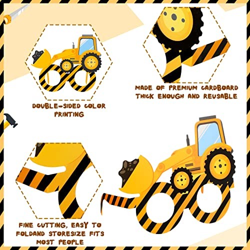 32 Pcs Construction Theme Party Eyeglasses Dump Truck Cardboard Glasses