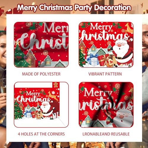 Party Decorations Set with Photo Booth Frame, Merry Banner, 35 Christmas
