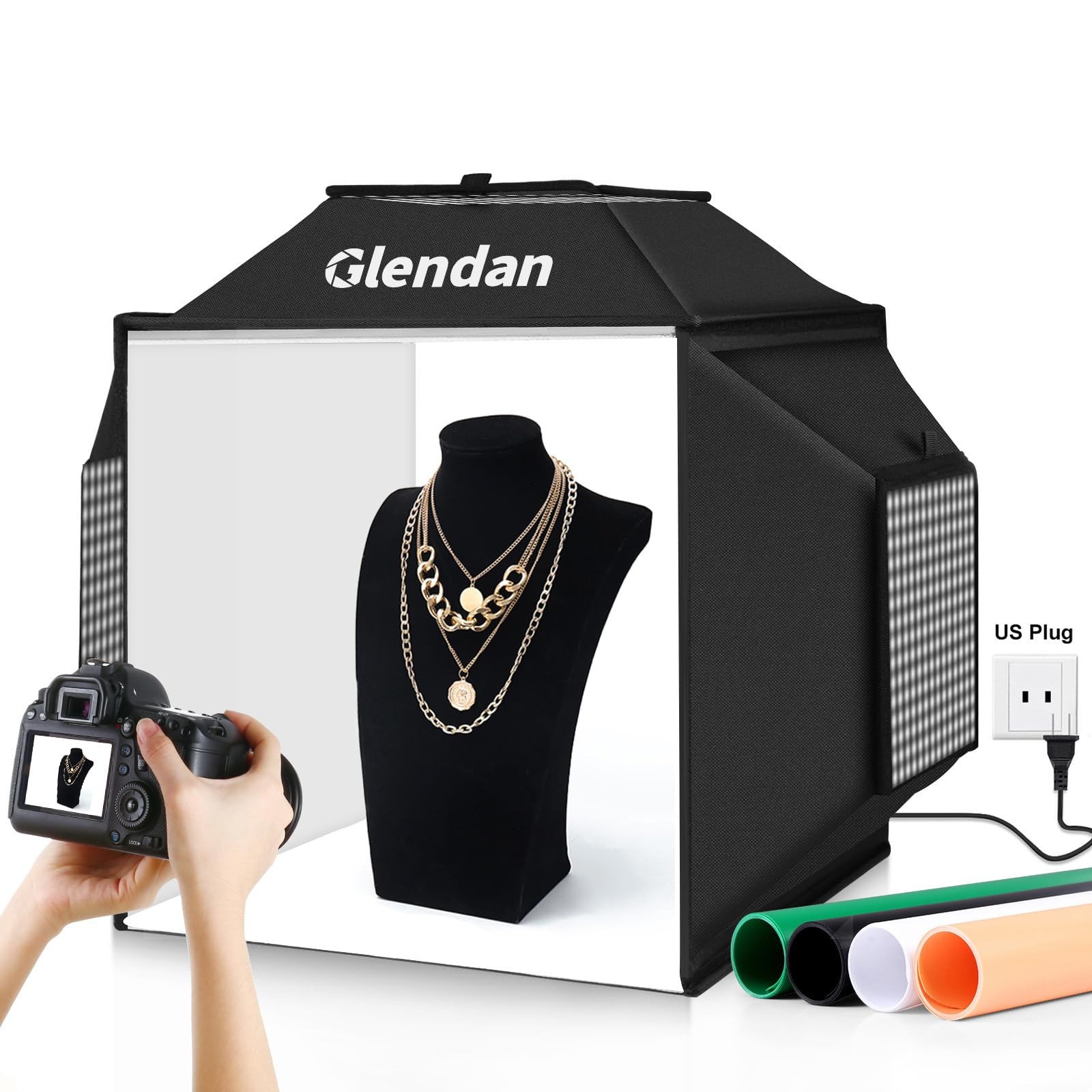 Glendan Upgrade Professional Portable Photo Studio Light 20*20 inch, Black
