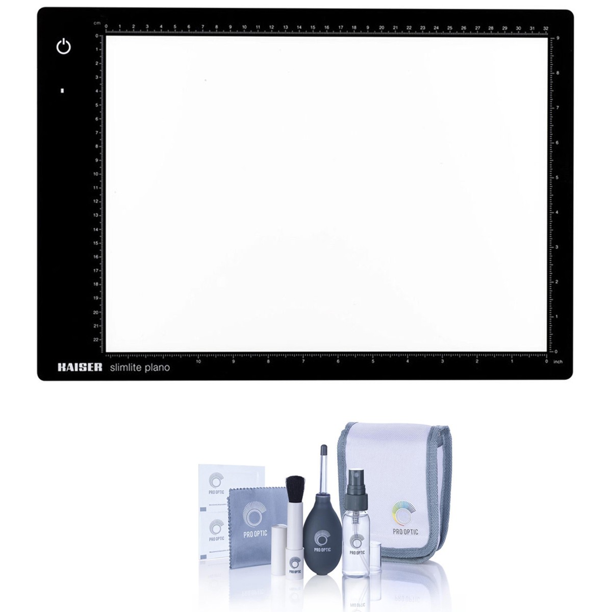 Kaiser Slimlite Plano 5000K 10.5×15.5″ Battery/AC Lightbox with Cleaning Kit