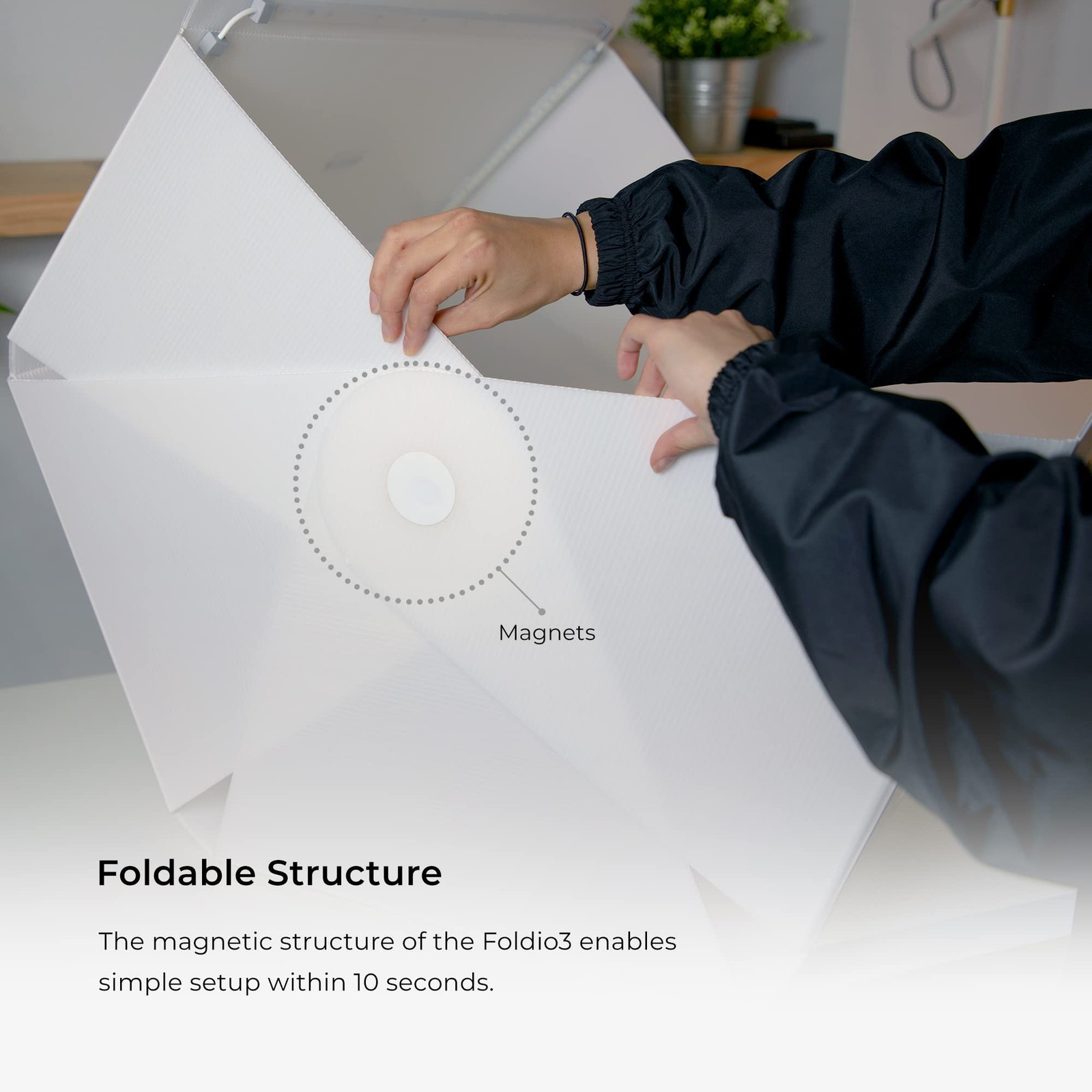 Foldio3 + Front Fill Lights | 25″ Photo Light + Extra Lights, White