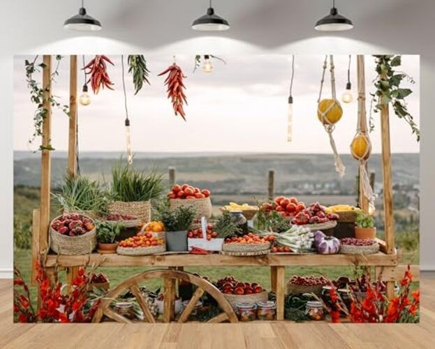 7x5ft Farmers Market Backdrop Fresh Produce Stall Vegetables 7x5FT AA-1978