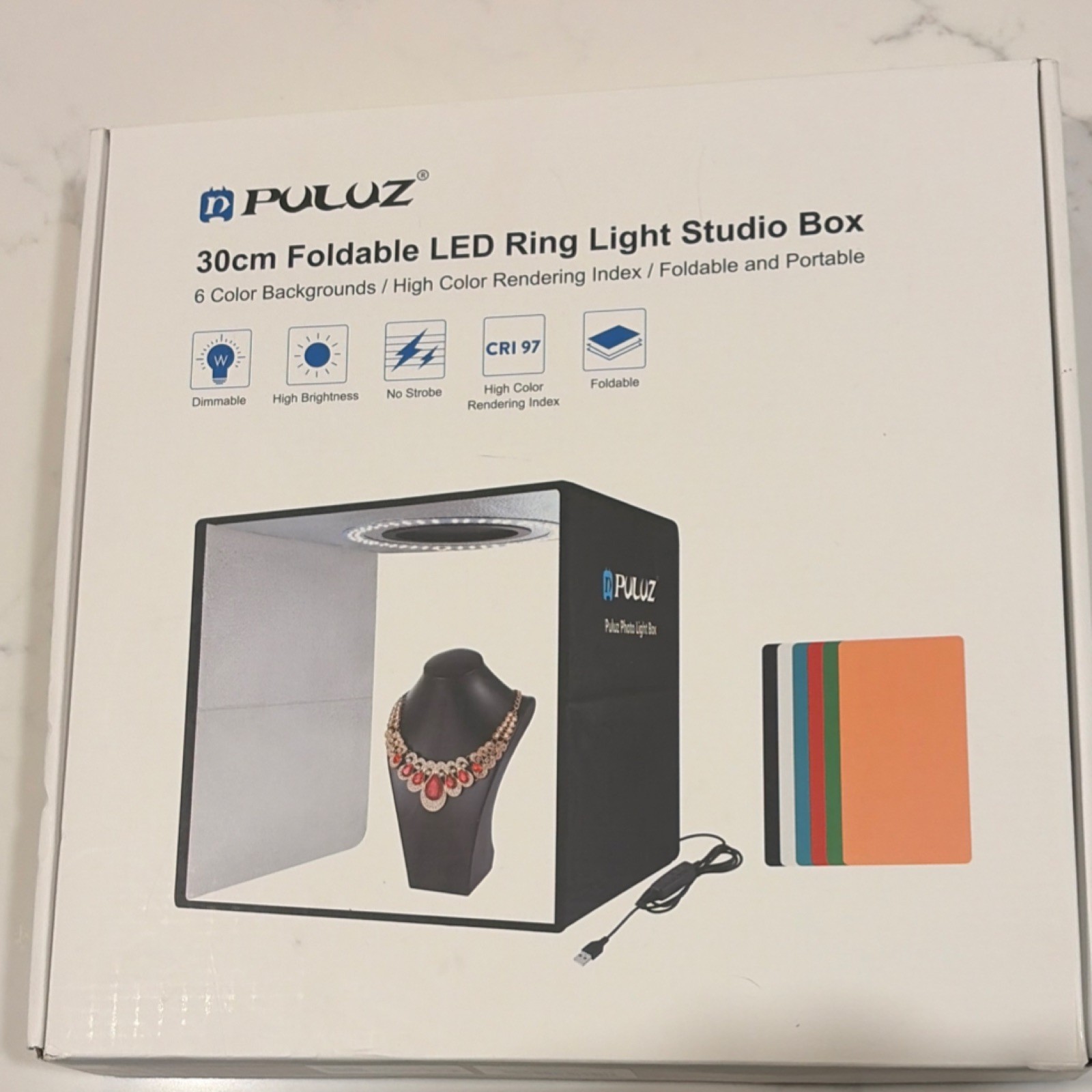 PULUZ 30cm Foldable Dimmable High Brightness Strobe Light Box Studio