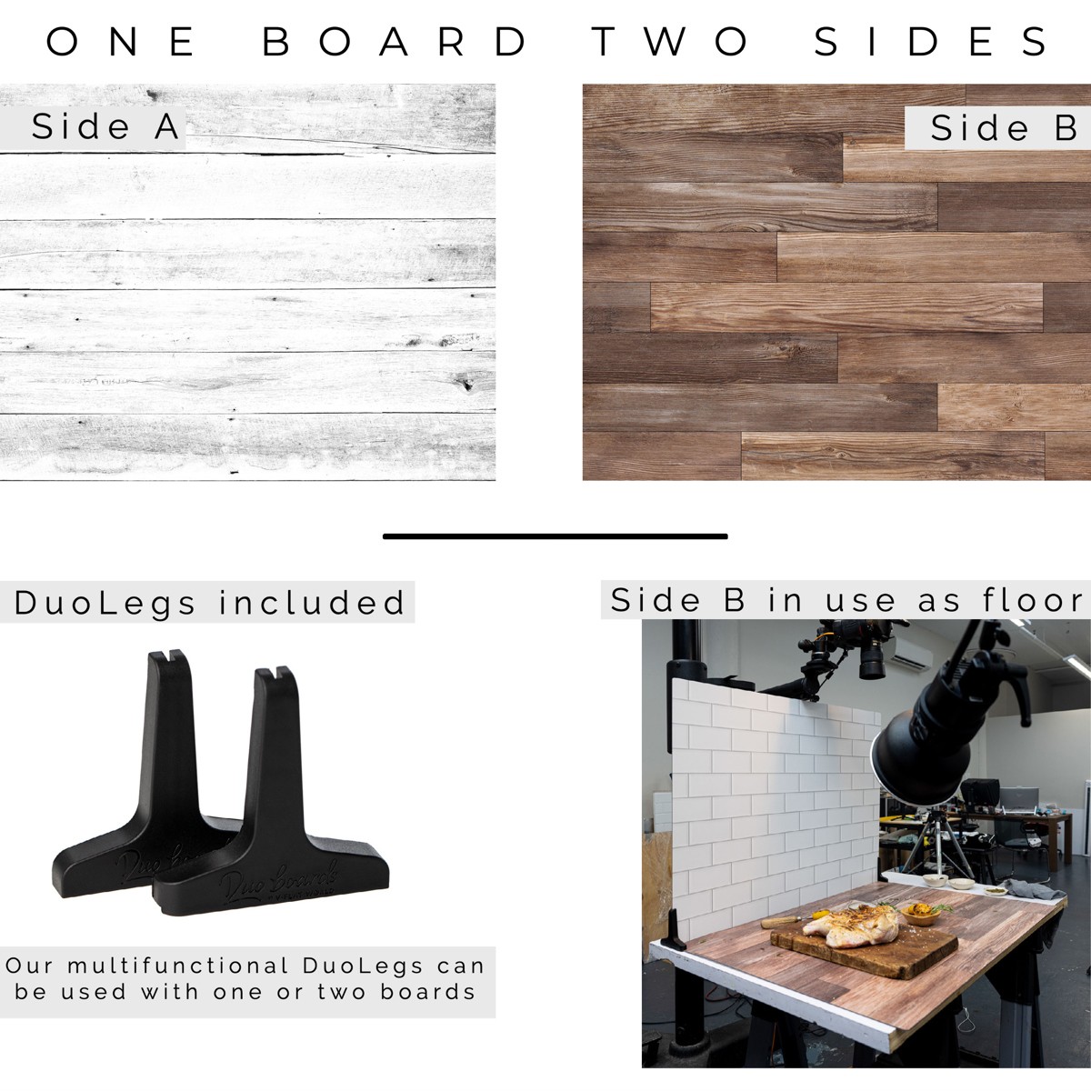 V-FLAT WORLD Duo Board – 30×40″ Double Sided Surface Board, Whitewash/Hickory Pl