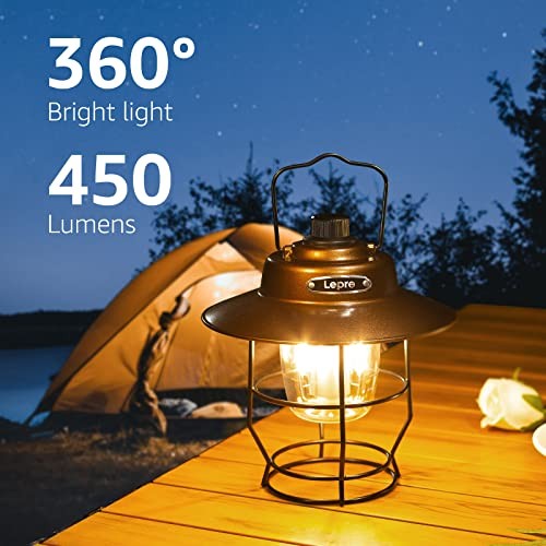 Vintage LED Camping Lantern Rechargeable, Power Bank, Christmas Decorations,