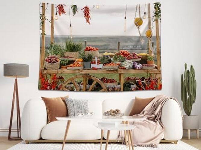 7x5ft Farmers Market Backdrop Fresh Produce Stall Vegetables 7x5FT AA-1978