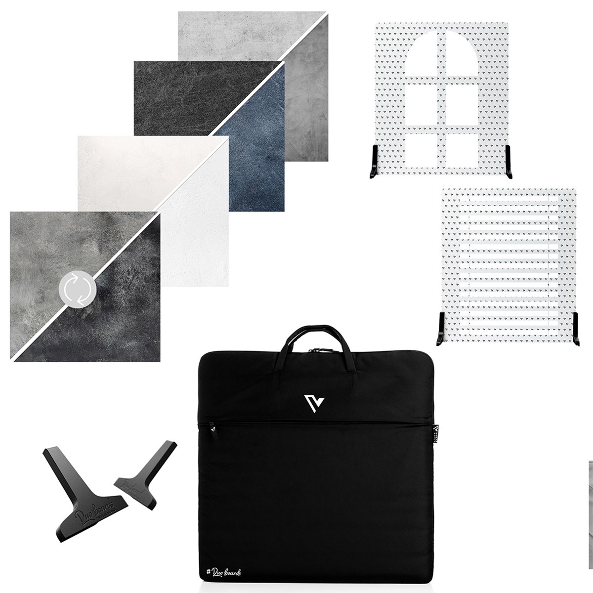V-FLAT WORLD Stone Kit with 4x 24×24″ Double Sided Duo Board Backdrop and 2x Sha