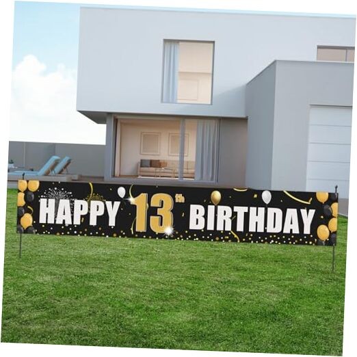 Happy Birthday Yard Banner, Officially Teenager 13,Birthday Party Hanging 13th