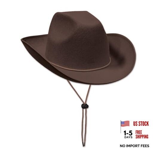 Felt Cowboy Hats – Western Headwear One Size Brown Felt Cowboy Hat (1-pack)