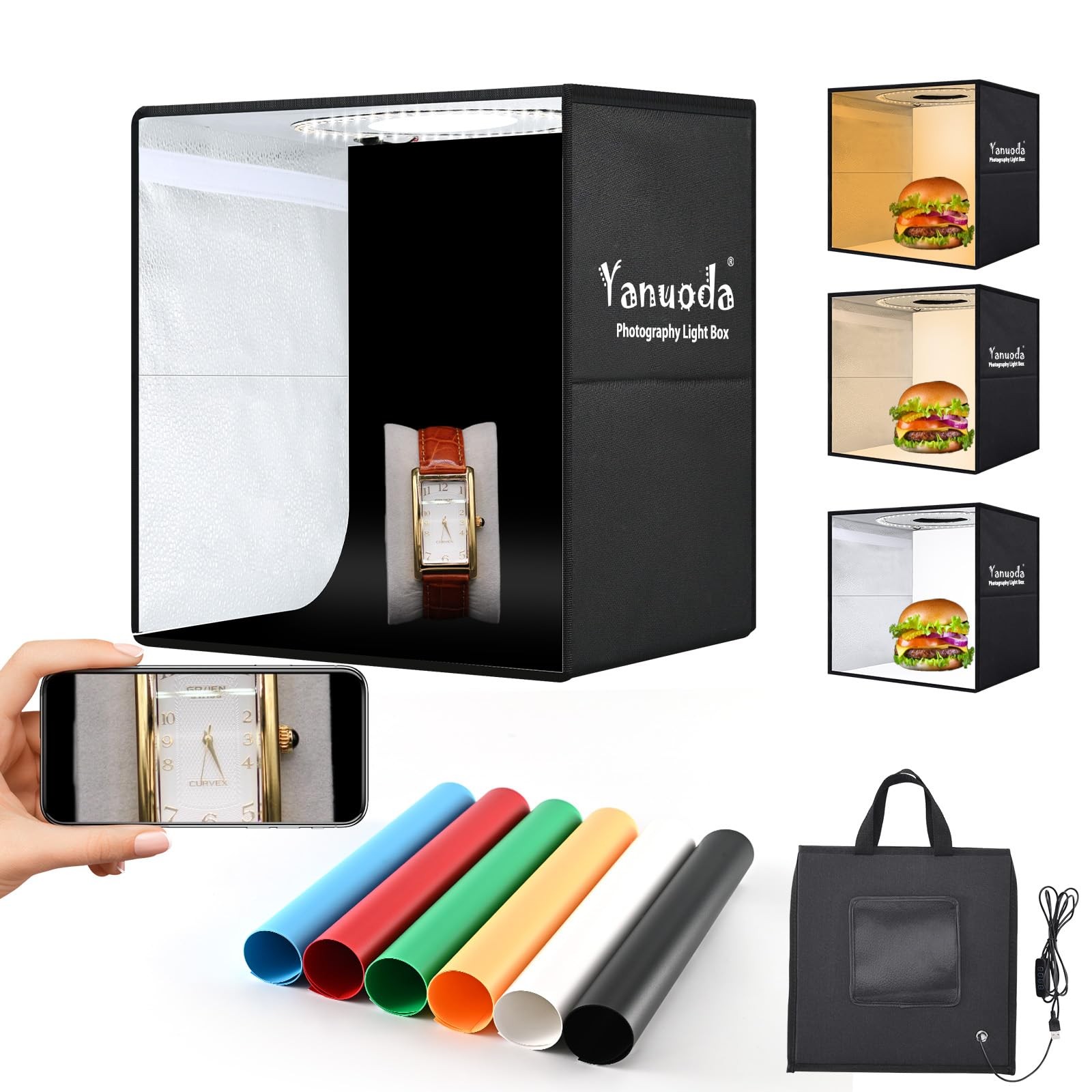 Light Box Photography 12″x12″x12″, Photo Booth multicolor