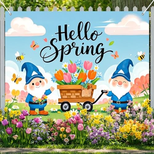 Spring Backdrop 8x6ft Hello Spring Garden Background Floral Floral Garden#3