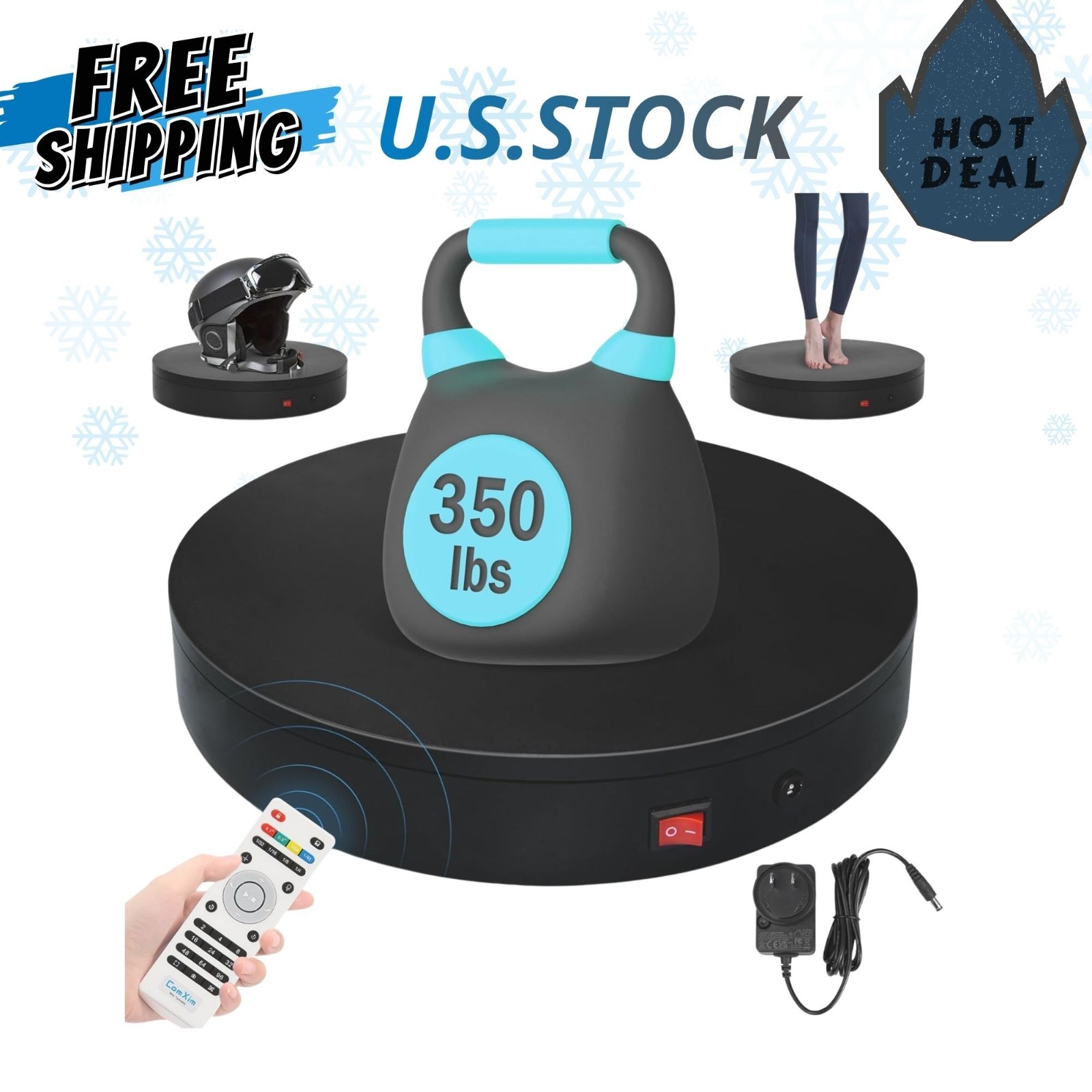 NEW 32cm Motorized Turntable 350LB Rotating Display Stand Photography