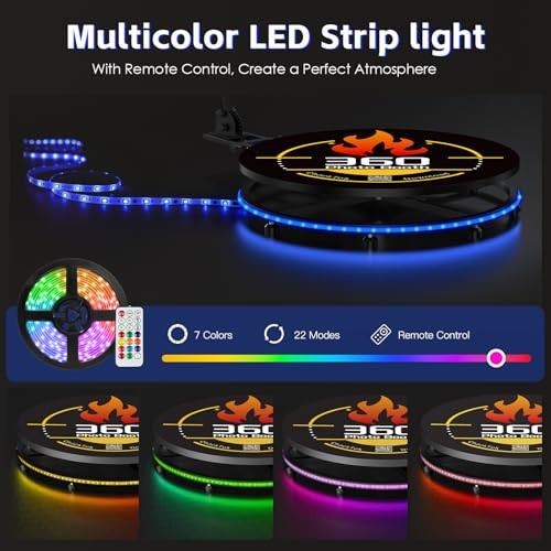 360 Photo Booth Machine for Parties with Flight Case,RGB Strip Light,Software