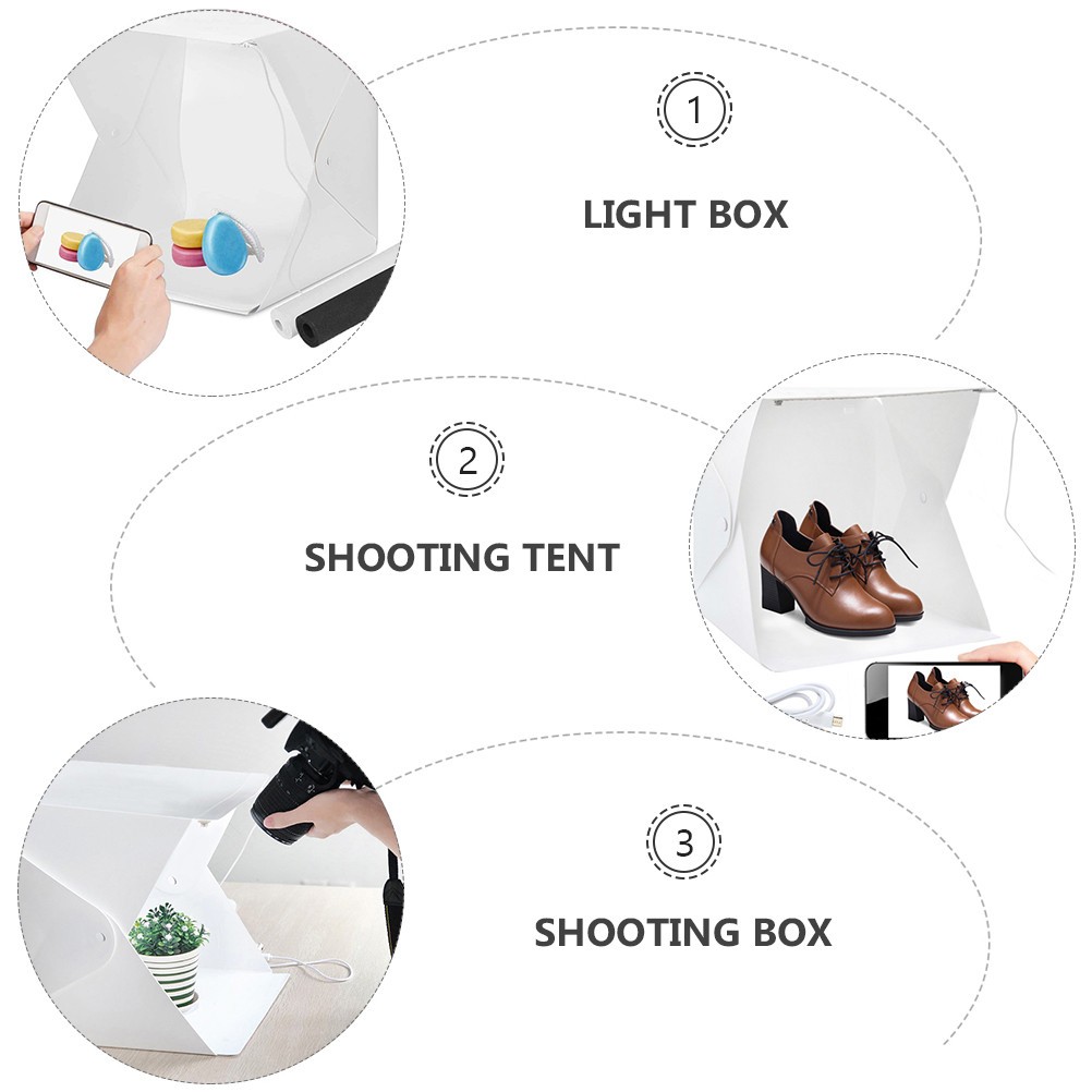 1Set Small Light Box Portable Photo Studio Tent with LED Lights for Home Use