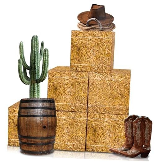 Pcs Cowboy Party Decorations Set, 6 Pcs Hay Bales Boxes and 4 Pcs Western 10
